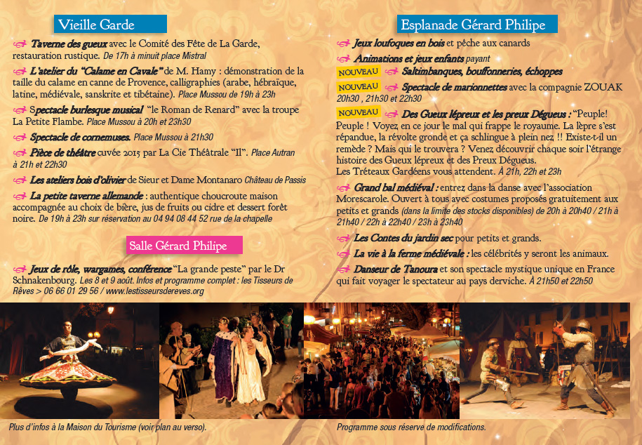 Fête médiévale Lagarde 2015 programme 2